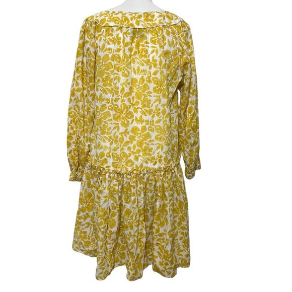 Cara Cara Ruffle Hem Mini Dress Women’s Small Yellow Cotton Resort Vacation Wear - Picture 3 of 12
